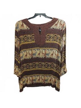 Notations Women's Rayon Animal Print Bohemian Tunic Top Size 2X